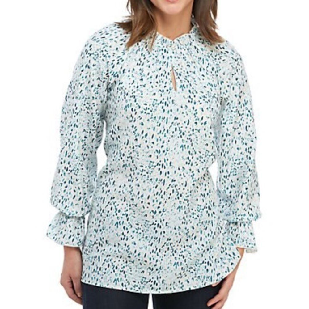 Kaari Blue Women's Long Sleeve Ruffle Tunic Top